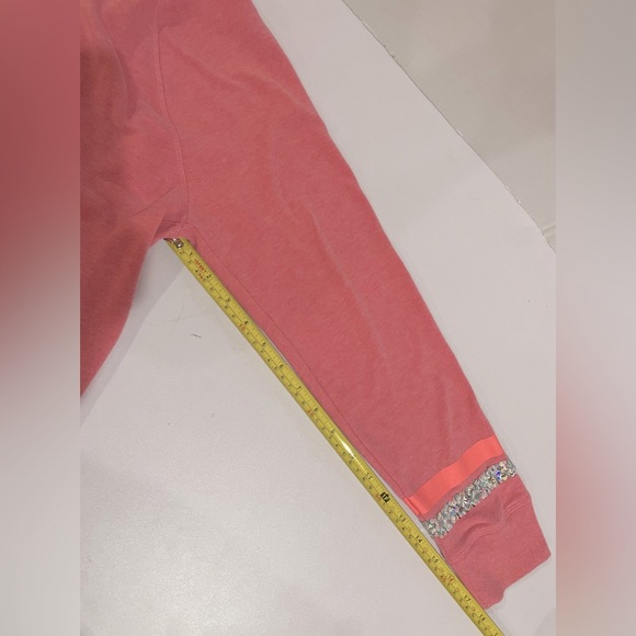 Victoria Secret’s V-Neck Pink Hoodie Sweatshirt Sequin Trim Women’s Size L NWOT - Picture 11 of 15